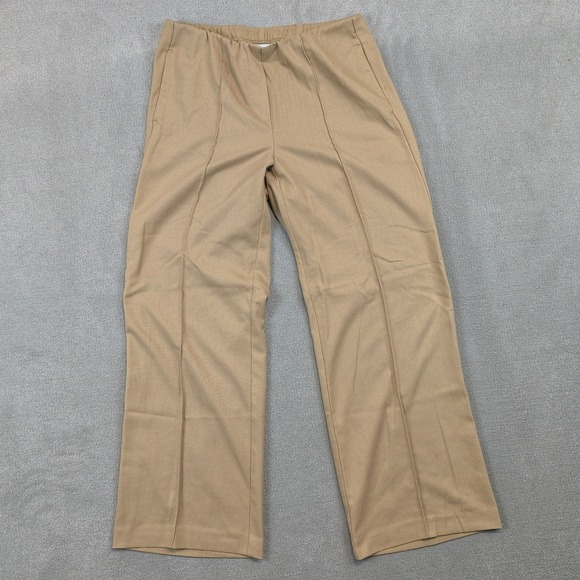 J. Jill Trousers Women Small Petite Tan Camel Elastic Waist Pintuck Straight Leg — photo 2